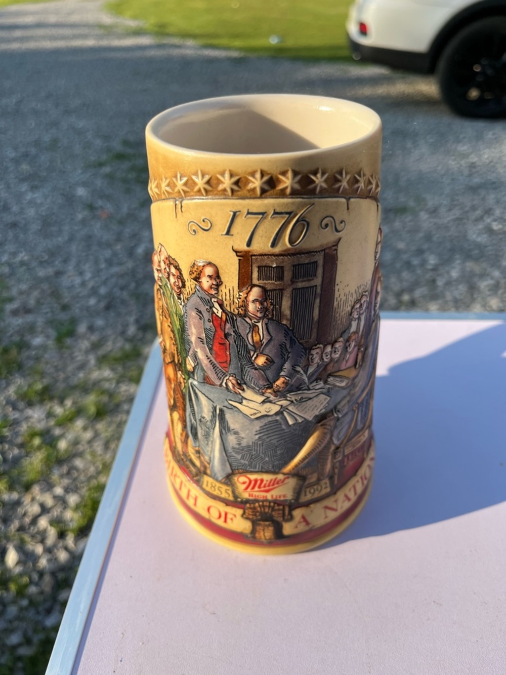 1776 Commemorative Ceramic Stein Mug with Patriotic Scene